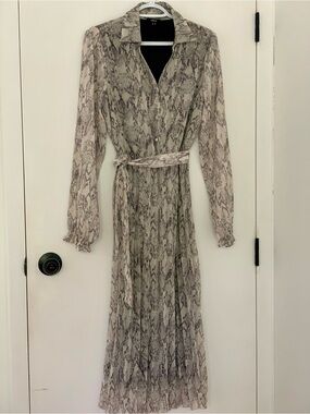 Mexx Taupe Snake-Print Maxi Shirt Dress